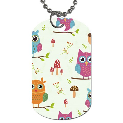 Forest Seamless Pattern With Cute Owls Dog Tag (Two Sides) from ArtsNow.com Front
