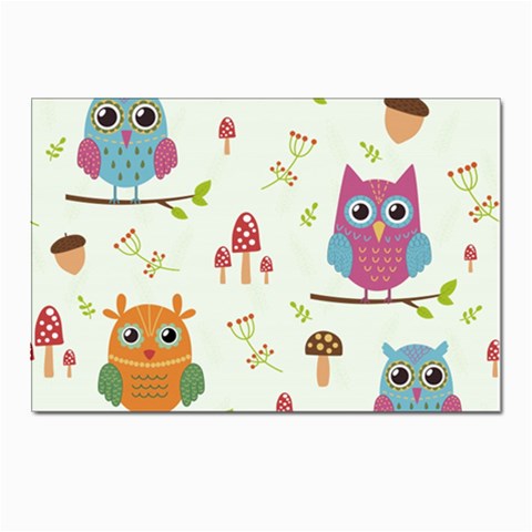 Forest Seamless Pattern With Cute Owls Postcard 4 x 6  (Pkg of 10) from ArtsNow.com Front
