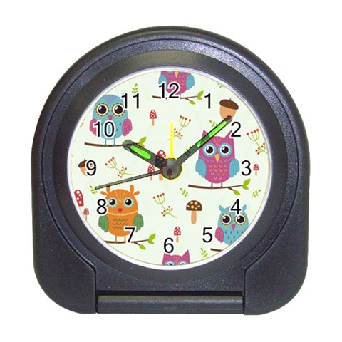 Forest Seamless Pattern With Cute Owls Travel Alarm Clock from ArtsNow.com Front