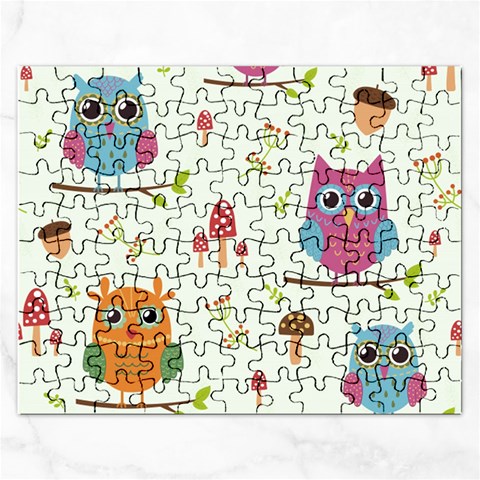 Forest Seamless Pattern With Cute Owls Rectangular Jigsaw Puzzl from ArtsNow.com Front