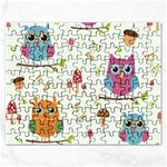 Forest Seamless Pattern With Cute Owls Rectangular Jigsaw Puzzl