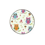 Forest Seamless Pattern With Cute Owls Hat Clip Ball Marker (4 pack)