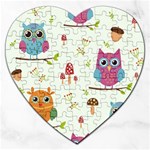Forest Seamless Pattern With Cute Owls Jigsaw Puzzle (Heart)