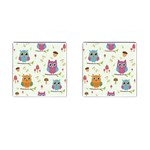 Forest Seamless Pattern With Cute Owls Cufflinks (Square)