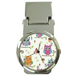 Forest Seamless Pattern With Cute Owls Money Clip Watches