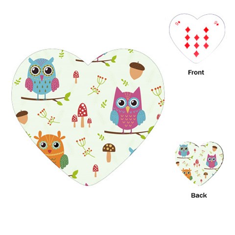 Forest Seamless Pattern With Cute Owls Playing Cards Single Design (Heart) from ArtsNow.com Front
