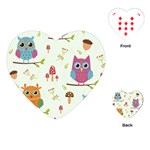 Forest Seamless Pattern With Cute Owls Playing Cards Single Design (Heart)
