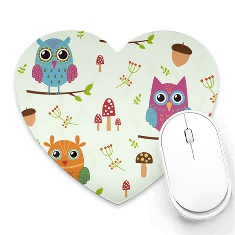 Forest Seamless Pattern With Cute Owls Heart Mousepad from ArtsNow.com Front