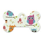 Forest Seamless Pattern With Cute Owls Dog Tag Bone (Two Sides)