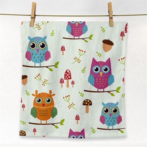 Forest Seamless Pattern With Cute Owls Face Towel from ArtsNow.com Front