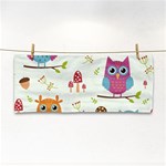 Forest Seamless Pattern With Cute Owls Hand Towel