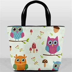 Forest Seamless Pattern With Cute Owls Bucket Bag from ArtsNow.com Back