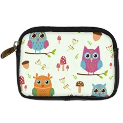 Forest Seamless Pattern With Cute Owls Digital Camera Leather Case from ArtsNow.com Front
