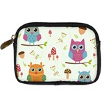 Forest Seamless Pattern With Cute Owls Digital Camera Leather Case