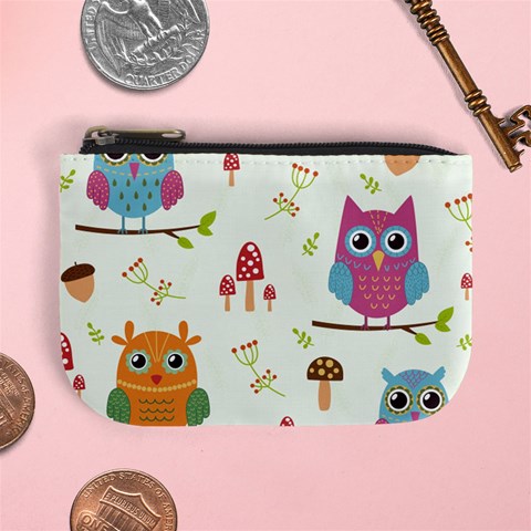 Forest Seamless Pattern With Cute Owls Mini Coin Purse from ArtsNow.com Front