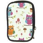 Forest Seamless Pattern With Cute Owls Compact Camera Leather Case