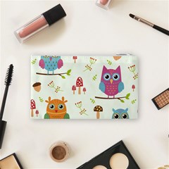 Forest Seamless Pattern With Cute Owls Cosmetic Bag (Small) from ArtsNow.com Back