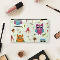 Forest Seamless Pattern With Cute Owls Cosmetic Bag (Small) from ArtsNow.com Back