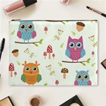 Forest Seamless Pattern With Cute Owls Cosmetic Bag (XL)