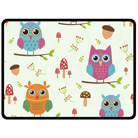 Forest Seamless Pattern With Cute Owls Fleece Blanket (Large) from ArtsNow.com 80 x60  Blanket Front