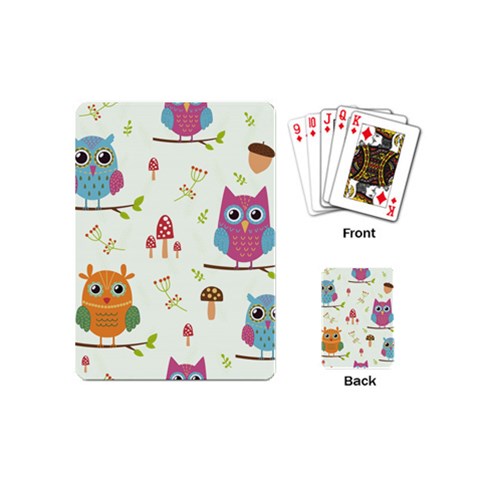 Forest Seamless Pattern With Cute Owls Playing Cards Single Design (Mini) from ArtsNow.com Back