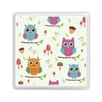 Forest Seamless Pattern With Cute Owls Memory Card Reader (Square)