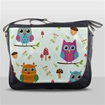 Forest Seamless Pattern With Cute Owls Messenger Bag