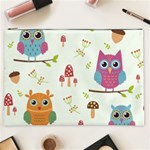 Forest Seamless Pattern With Cute Owls Cosmetic Bag (XXL)