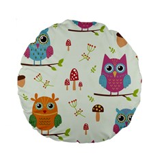 Forest Seamless Pattern With Cute Owls Standard 15  Premium Round Cushions from ArtsNow.com Back