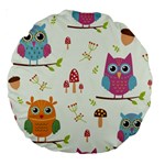 Forest Seamless Pattern With Cute Owls Large 18  Premium Round Cushions