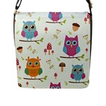 Forest Seamless Pattern With Cute Owls Flap Closure Messenger Bag (L)