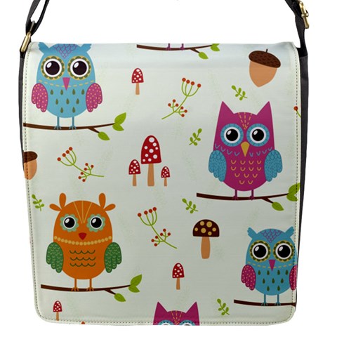 Forest Seamless Pattern With Cute Owls Flap Closure Messenger Bag (S) from ArtsNow.com Front
