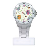 Forest Seamless Pattern With Cute Owls Plastic Nurses Watch