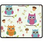 Forest Seamless Pattern With Cute Owls Two Sides Fleece Blanket (Medium)