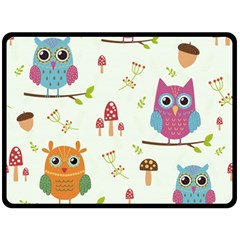 Forest Seamless Pattern With Cute Owls Two Sides Fleece Blanket (Large) from ArtsNow.com 80 x60  Blanket Front