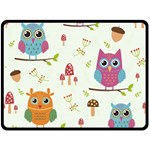 Forest Seamless Pattern With Cute Owls Two Sides Fleece Blanket (Large)