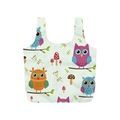 Forest Seamless Pattern With Cute Owls Full Print Recycle Bag (S) from ArtsNow.com Front