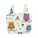 Forest Seamless Pattern With Cute Owls Full Print Recycle Bag (M)