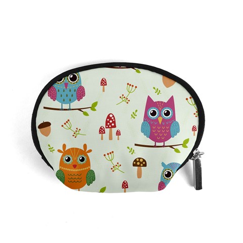 Forest Seamless Pattern With Cute Owls Accessory Pouch (Small) from ArtsNow.com Front