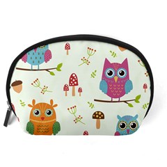Forest Seamless Pattern With Cute Owls Accessory Pouch (Large) from ArtsNow.com Back