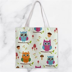 Forest Seamless Pattern With Cute Owls Zipper Grocery Tote Bag from ArtsNow.com Back