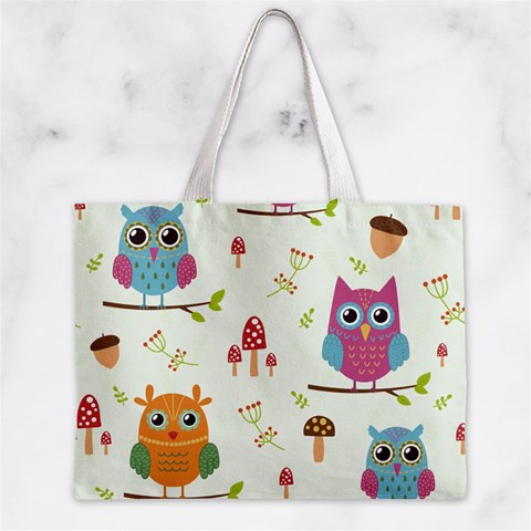 Forest Seamless Pattern With Cute Owls Zipper Mini Tote Bag from ArtsNow.com Back