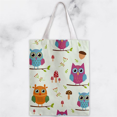 Forest Seamless Pattern With Cute Owls Zipper Classic Tote Bag from ArtsNow.com Back