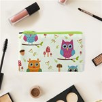 Forest Seamless Pattern With Cute Owls Cosmetic Bag (XS)