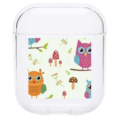 Forest Seamless Pattern With Cute Owls Hard PC AirPods 1/2 Case from ArtsNow.com Front