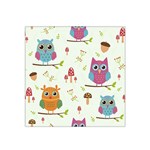 Forest Seamless Pattern With Cute Owls Satin Bandana Scarf 22  x 22 