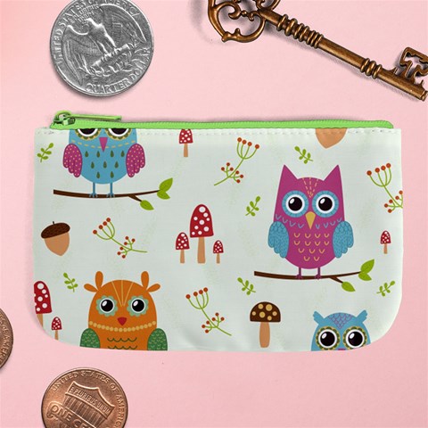 Forest Seamless Pattern With Cute Owls Large Coin Purse from ArtsNow.com Front