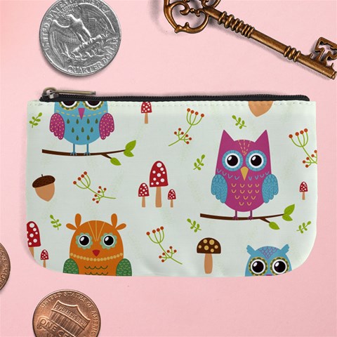 Forest Seamless Pattern With Cute Owls Large Coin Purse from ArtsNow.com Front