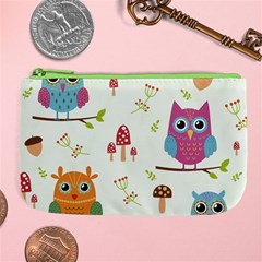 Forest Seamless Pattern With Cute Owls Large Coin Purse from ArtsNow.com Front