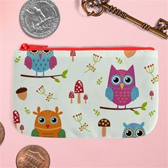 Forest Seamless Pattern With Cute Owls Large Coin Purse from ArtsNow.com Front